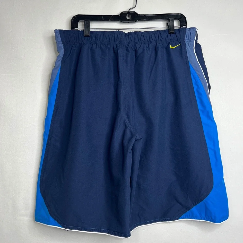 Nike Navy Blue Swim Trunks Mens Large Board Shorts Swoosh Logo Mesh‎ Lined